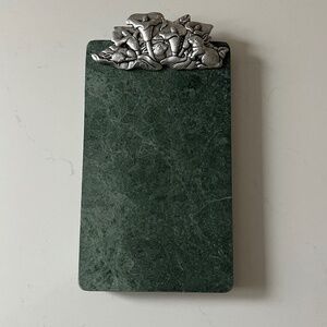 Arthur Court Green Marble Tray/Cheese Board with Silver Bunnies/Great for Easter
